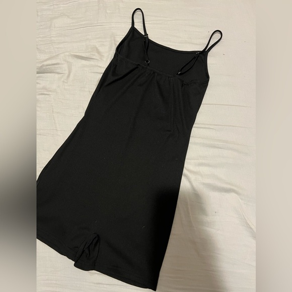 Black Ribbed Shorts Unitard One Piece - Picture 3 of 3